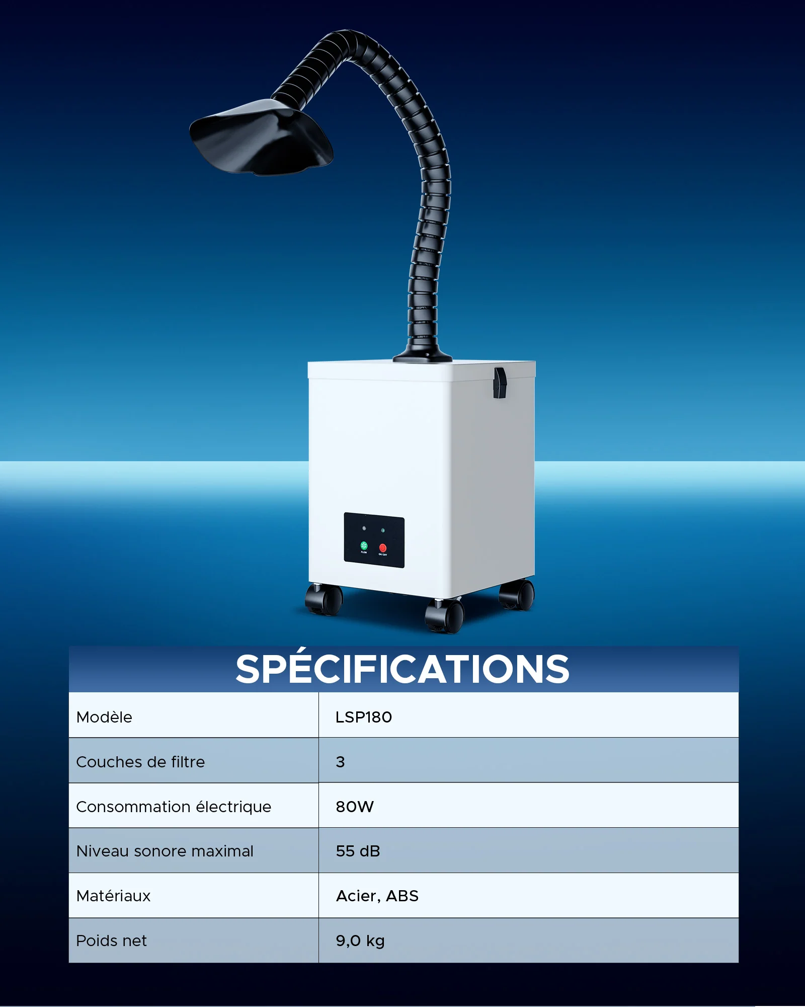 Extracteur de Fumée avec Filtre à 3 Couches et une Hotte d'Aspiration | LSP-0180 - Image 8